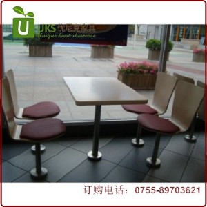 厂家直销快餐桌椅 小吃店快餐桌椅定做 深圳优尼克家具