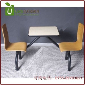 简约两人坐连体餐桌椅组合 简单使用快餐桌椅定做 坚固耐用 质保两年