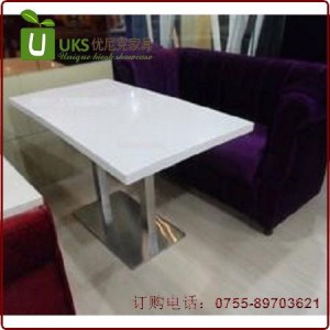 人造石餐桌面配不锈钢桌脚 简洁耐用 大理石餐桌定制